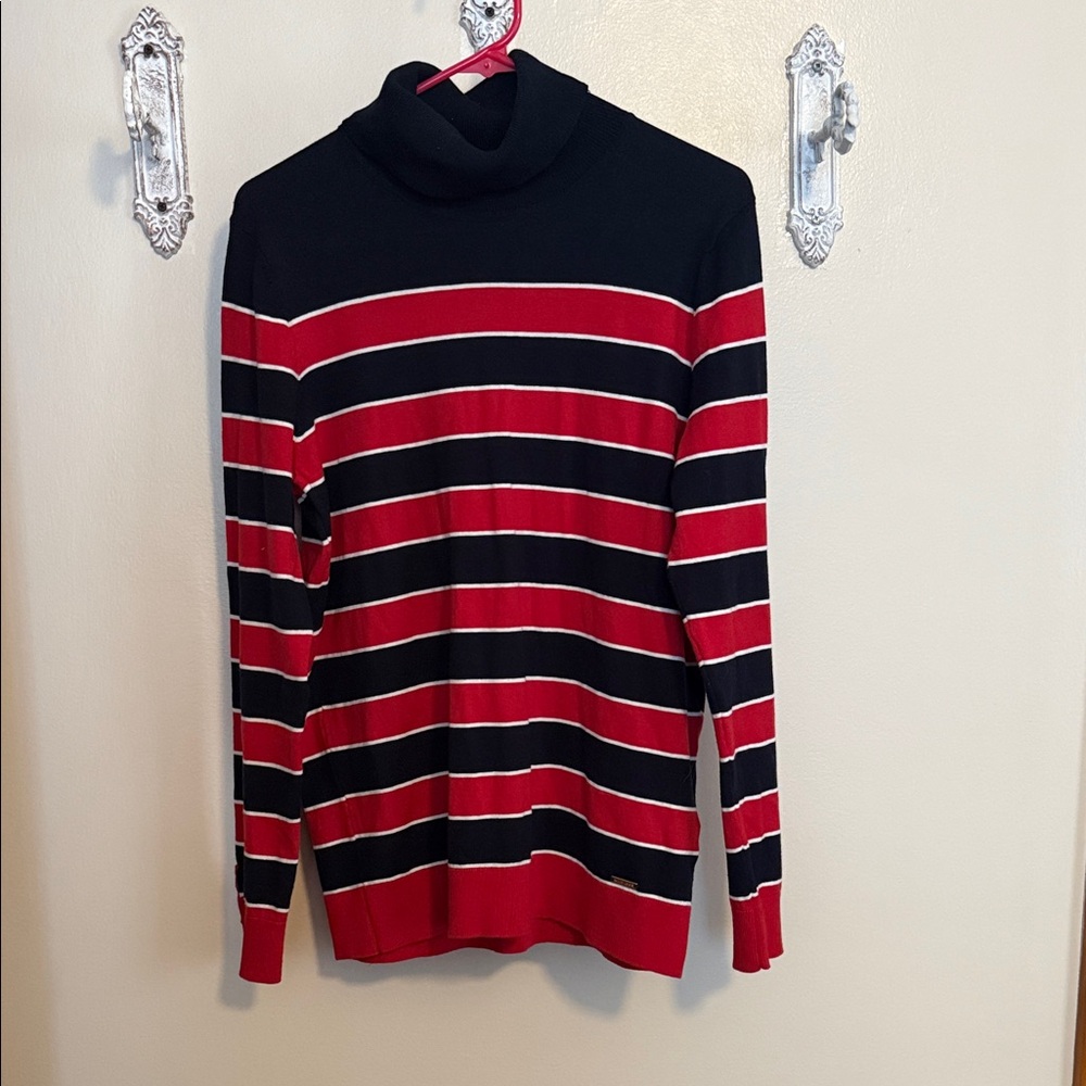 Tommy Hilfiger Red and navy Striped Sweater.